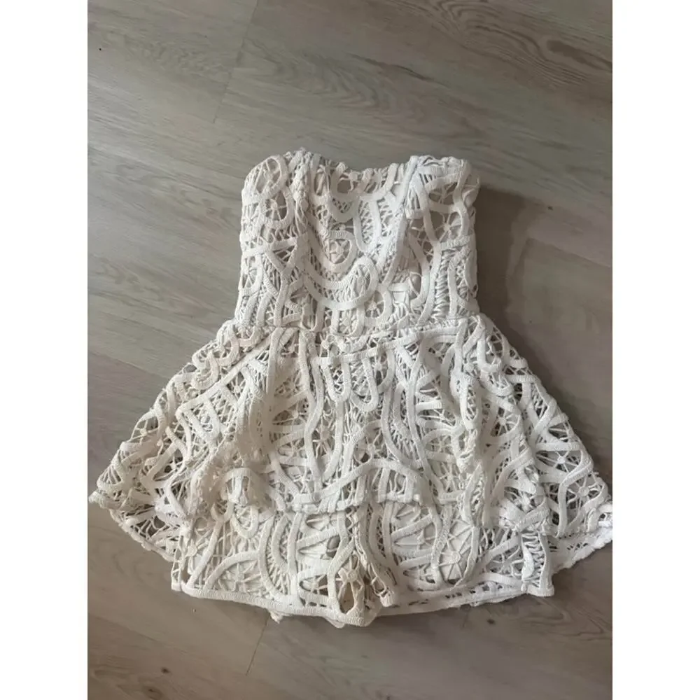 Thurley Size AUS 10 or US XS/Small Battenberg Ivory Modern Lace Mini Romper